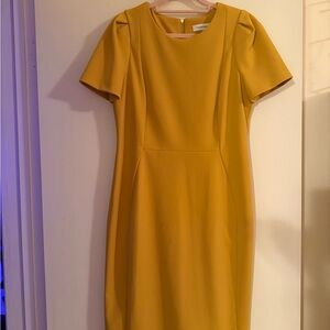 Calvin Klein Mustard Short Sleeve Sheath Dress